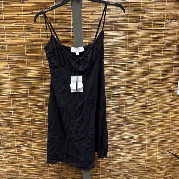 Hippie Rose Juniors' Spaghetti-Strap Satin Dress - Black Size L - Picture 2 of 3